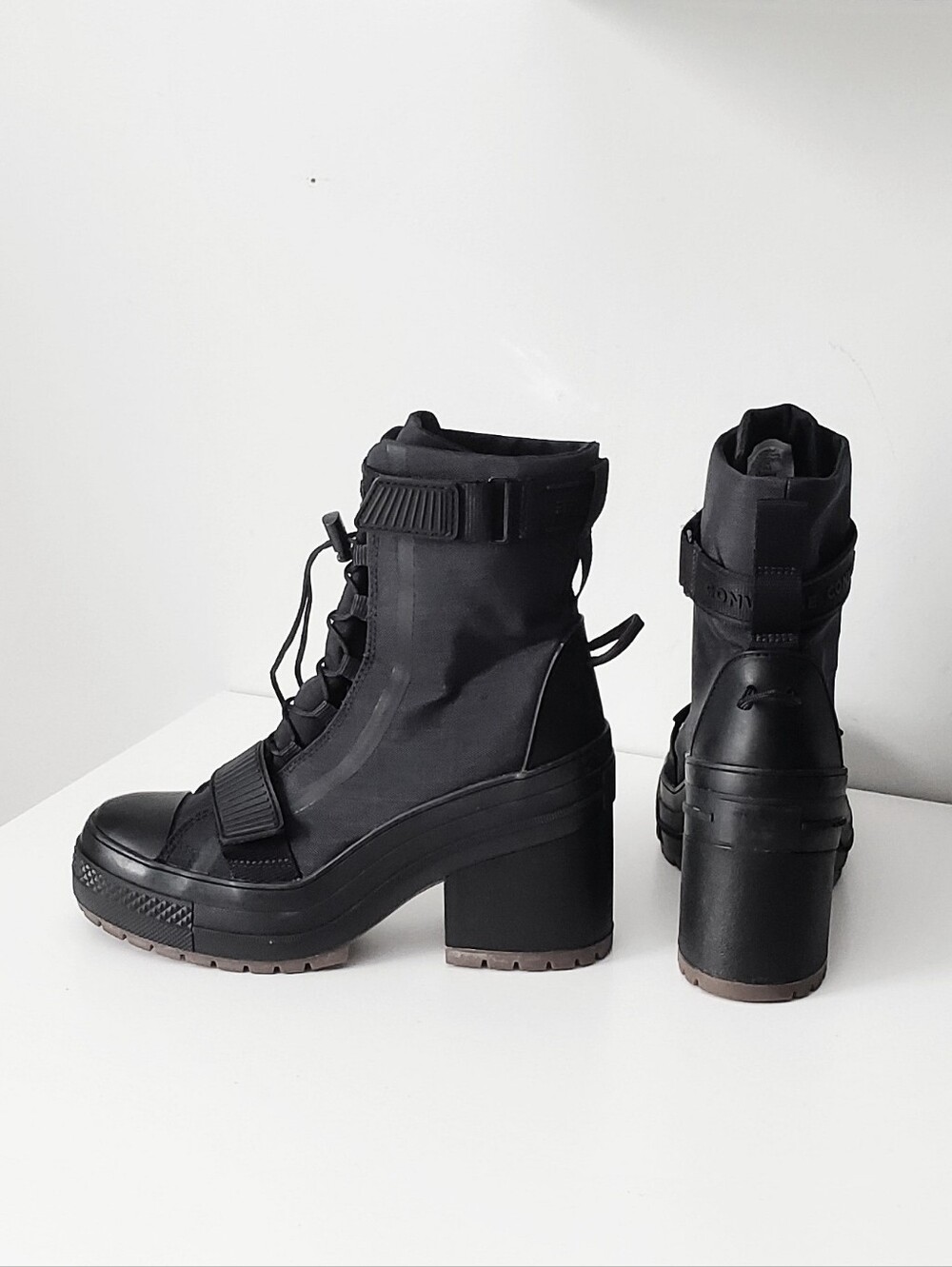 Converse Black Chuck Taylor All Star GR82 Chunky Heel Boots Size 7.5 - Picture 2 of 11